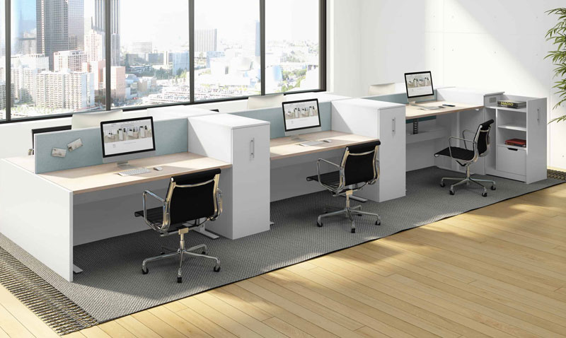 Adjustable Height Stations with Solid Side Panel