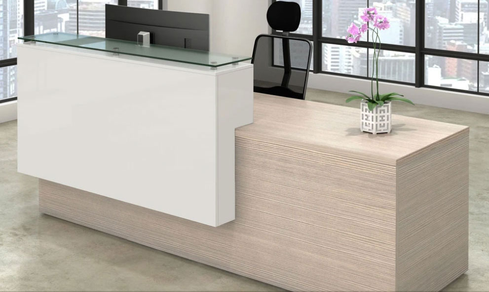 #REC-61 Modern ADA Desk with Glass