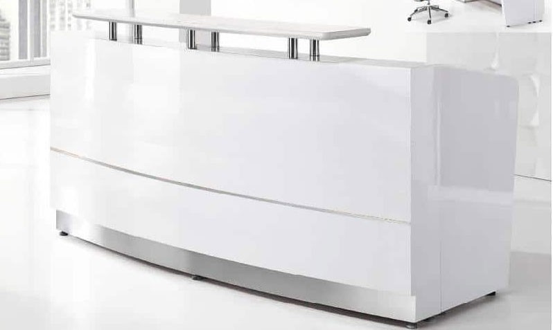 #REC-81 Curve Desk with White & Stainless
