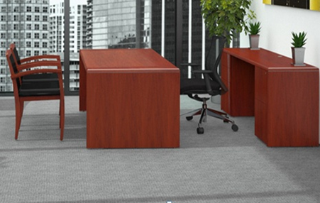 P-72 Wood and Laminate Executive Desk and Credenza