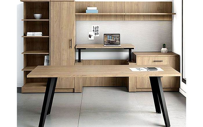 Adjustable Height Office Credenza and Table Desk