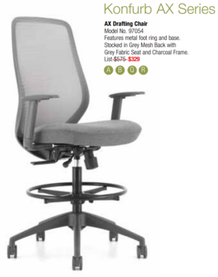 Grey mesh drafting chair office