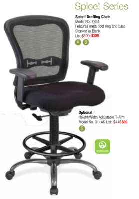 Drafting chair with adjustable arms