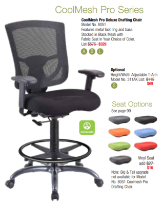 Adjustable black mesh drafting chair