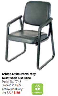 Black antimicrobial vinyl guest chair