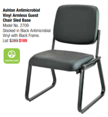 Black armless guest chair sled