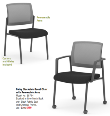 Stackable guest chairs with arms