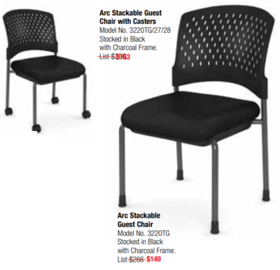 Black stackable office guest chairs