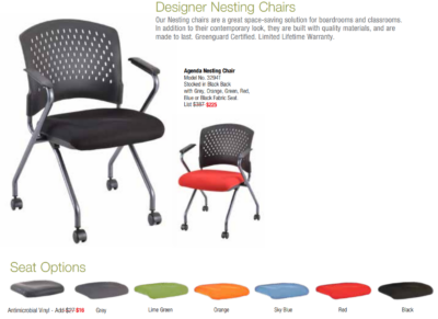 Designer office nesting chairs options