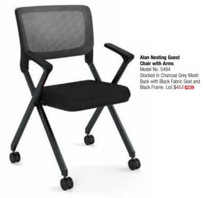 Black nesting chair with arms