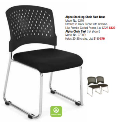 Black fabric office stacking chair