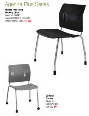 Black and grey stacking chair