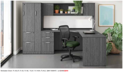 Modern office furniture workstation setup