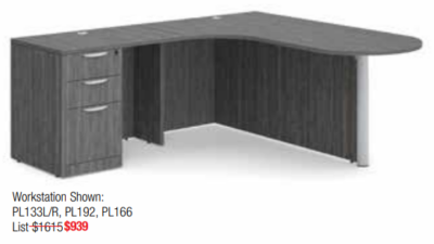 L-shaped commercial office desk