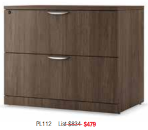 Two-drawer wooden file cabinet