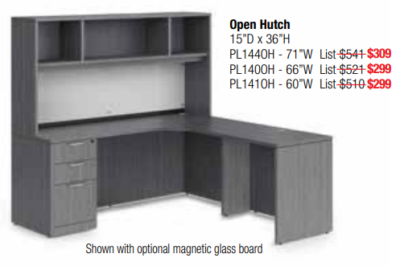 Office furniture with open hutch