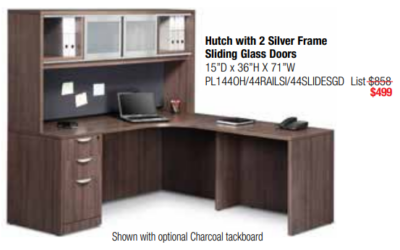 Office desk with hutch shelves