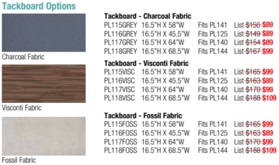 Tackboard fabric options pricing