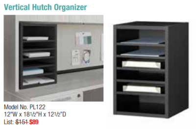 Office vertical hutch organizer