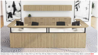 Modern wooden office reception desk