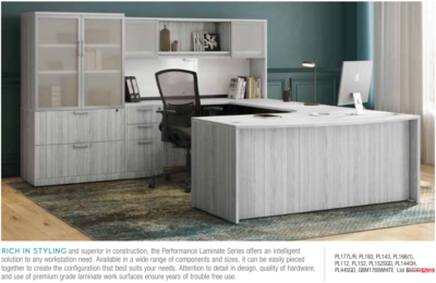 Modern office desk and cabinets