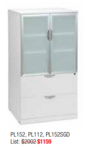 Glass door office storage cabinet