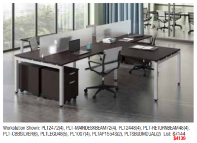 Modern office furniture workstation setup