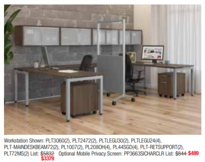 Modern office furniture workstation setup