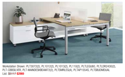 Modern office furniture workstation setup