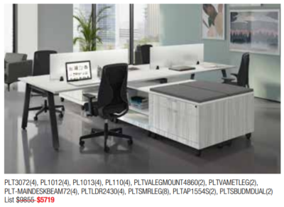 Modern office desks and chairs