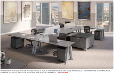 Modern office desks and chairs