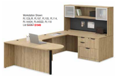 Office wooden L-shaped workstation