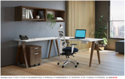 Modern ergonomic office furniture setup