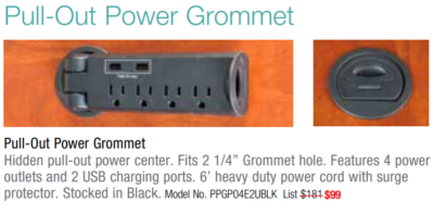 Black pull-out power grommet