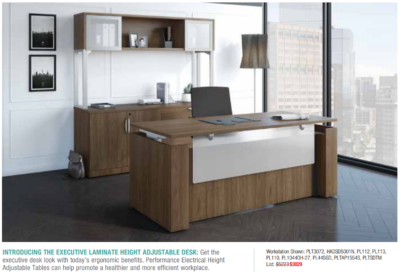 Executive height adjustable office desk