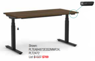 Adjustable height office desk brown