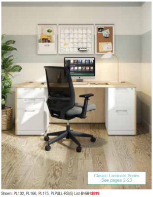 Modern office desk chair setup