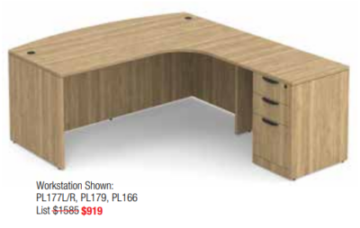 L-shaped wooden office desk