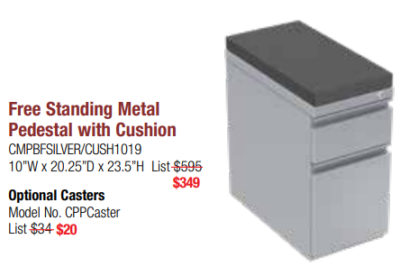 Metal pedestal drawer with cushion