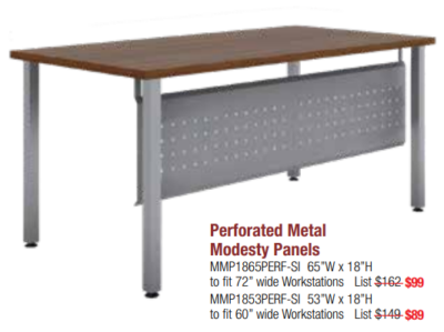 Perforated office table modesty panel