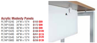 Acrylic modesty panels price list