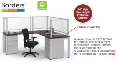 Workstation with protective acrylic screens