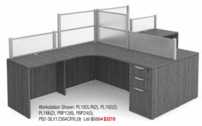 Modern office workstation with drawers