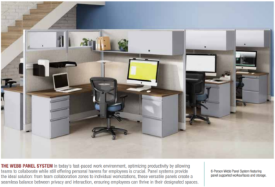 Modern office cubicles with desks