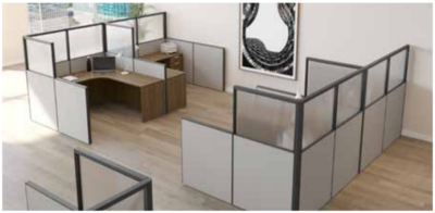 Modern office cubicle furniture setup