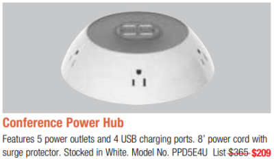 Conference power hub USB outlets