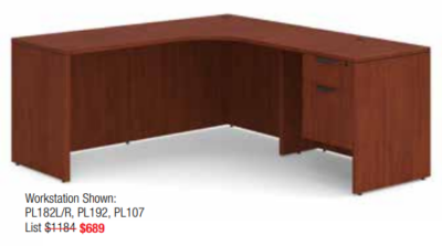 Wood L-shaped office desk