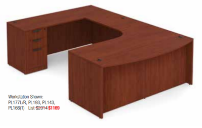 U-shaped wooden office desk