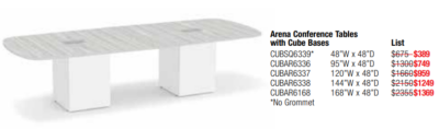 White conference table cube bases