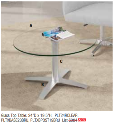 Glass top office side table